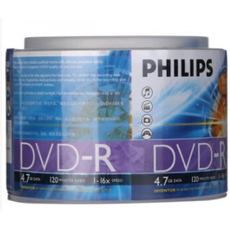 飛利浦（PHILIPS）DVD-R光盤/刻錄盤 16速4.7G 手拎乖乖桶 桶裝50片