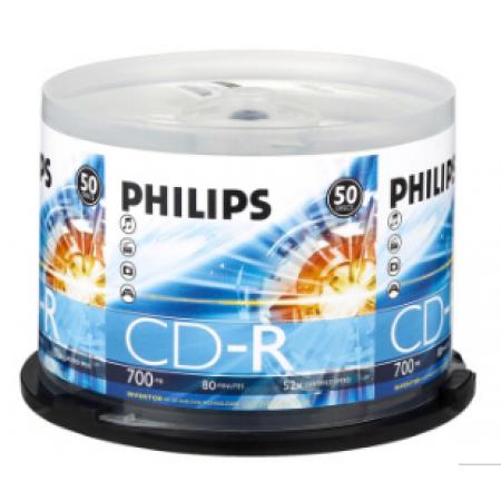 飛利浦（PHILIPS）CD-R空白光盤/刻錄盤 52速700M 桶裝50片