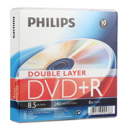飛利浦（PHILIPS）DVD+R DL空白光盤/刻錄盤 8速8.5GB 單面雙層 10片盒裝