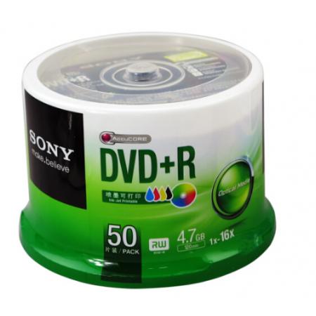 SONY 索尼  dvd刻錄盤 光盤 空白光盤 4.7G 16X DVD+R 可打印 （50片桶裝）