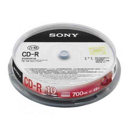 索尼（SONY）CD-R 光盤/刻錄盤 48速700MB 桶裝10片 空白光盤