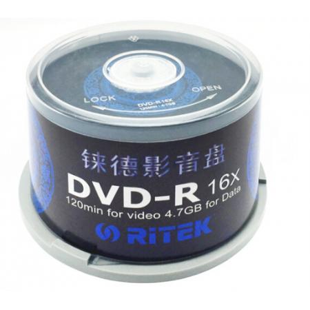 錸德(RITEK) 青花瓷系列 DVD-R 16速4.7G 空白光盤/光碟/刻錄盤 桶裝50片