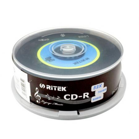 錸德(RITEK) 黑旋風(fēng)二代黑膠音樂盤 CD-R 52速700M 空白光盤/光碟/刻錄盤/車載 桶裝25片