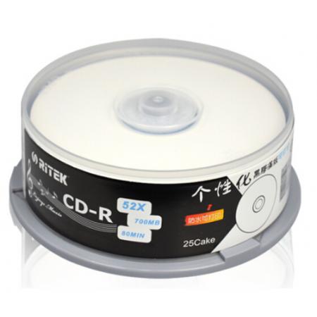 錸德(RITEK) 臺(tái)產(chǎn)黑膠音樂(lè)盤(pán)可打印 CD-R 52速700M 空白光盤(pán)/光碟/刻錄盤(pán)/車(chē)載 桶裝25片
