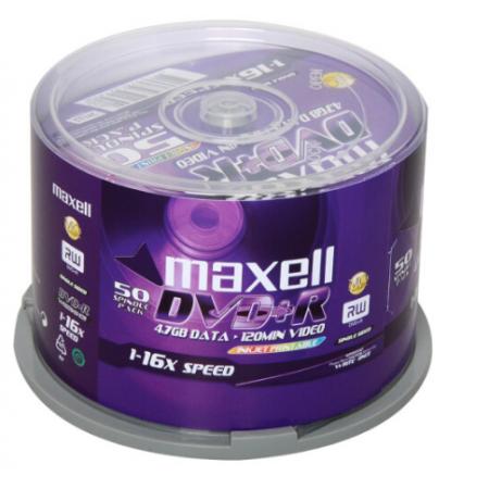 麥克賽爾（maxell）DVD+R光盤 刻錄光盤 光碟 空白光盤 可打印光盤 16速4.7G臺產 桶裝50片