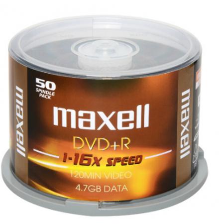 麥克賽爾（maxell）DVD+R光盤 刻錄光盤 光碟 空白光盤 16速4.7G臺產 黃紋黑尊桶裝50片