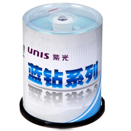 紫光（UNIS）DVD+R 16速 4.7G 藍(lán)鉆系列 桶裝100片 刻錄盤