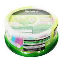 索尼（SONY）CD-R 光盤/刻錄盤 48速700MB 桶裝20片 五彩Audio音樂可打印