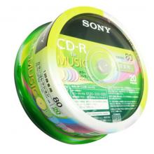 索尼（SONY）CD-R 光盤(pán)/刻錄盤(pán) 48速700MB 桶裝20片 五彩Audio音樂(lè)可打印