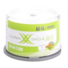 錸德(RITEK) 臺(tái)產(chǎn)超亮可打印 DVD-R 16速4.7G 空白光盤/光碟/刻錄盤 桶裝50片