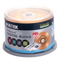 錸德(RITEK) 臺(tái)產(chǎn)五彩黑膠音樂盤 CD-R 52速700M 空白光盤/光碟/刻錄盤 桶裝50片