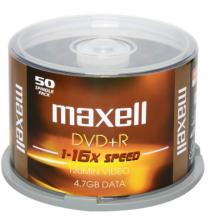 麥克賽爾（maxell）DVD+R光盤 刻錄光盤 光碟 空白光盤 16速4.7G臺(tái)產(chǎn) 黃紋黑尊桶裝50片