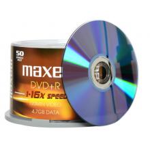 麥克賽爾（maxell）DVD+R光盤 刻錄光盤 光碟 空白光盤 16速4.7G臺產 黃紋黑尊桶裝50片