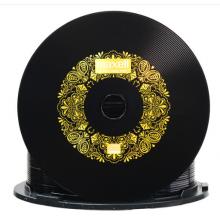 麥克賽爾（maxell）CD-R光盤 刻錄光盤 空白光盤 黑膠cd 48速700M 金紋黑尊桶裝50片