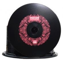 麥克賽爾（maxell）CD-R光盤 刻錄光盤 空白光盤 黑膠cd 48速700M 紅紋黑尊桶裝50片