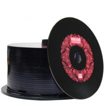 麥克賽爾（maxell）CD-R光盤 刻錄光盤 空白光盤 黑膠cd 48速700M 紅紋黑尊桶裝50片