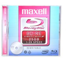 麥克賽爾（maxell）BD-RE光盤 刻錄光盤 光碟 可擦寫空白光盤 藍(lán)光碟 25G臺產(chǎn) 單片厚盒裝