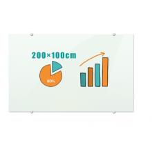 AUCS 玻璃白板 100*200cm 寫字板 辦公 教學會議磁性鋼化玻璃黑板掛式 BL2010L