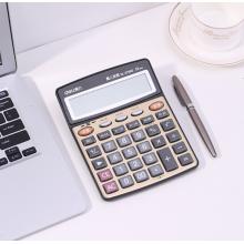 得力(deli)27560 大屏金色面板語音計算器 12位顯示真人語音計算機 辦公用品