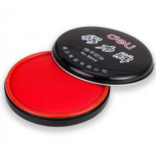 得力(deli)9859 φ89mm金屬圓蓋財務快干印臺印泥 辦公用品 紅色