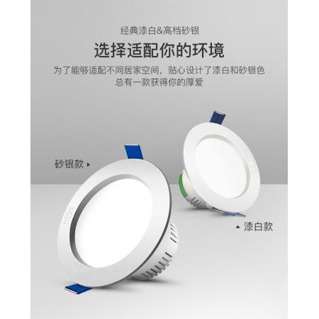 雷士（NVC）雷士照明 LED筒燈天花燈 漆白色/砂銀色/銀灰色 3瓦  暖白光4000K/正白光6000K/暖黃光3000K 開孔7.5-8厘米 