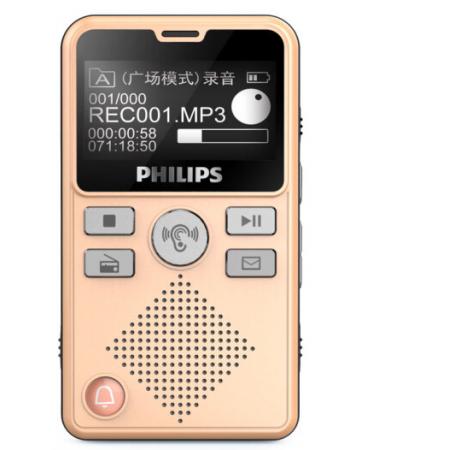 飛利浦（PHILIPS）VTR7600 8G 多功能隨身語音機 大功率 錄音筆 金色