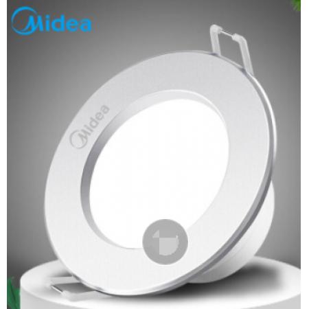 美的 Midea led筒燈明亮天花燈室內(nèi)客廳暗槽燈嵌入式暗裝照明 6W亮銀PC開孔9-10.5cm正白光
