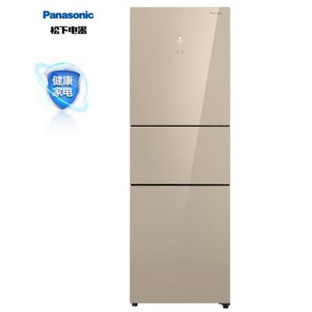 松下（Panasonic）255升風(fēng)冷無霜三門冰箱 銀離子抗菌裝置 -3℃微凍保鮮 金色玻璃面板 NR-C281WG-N