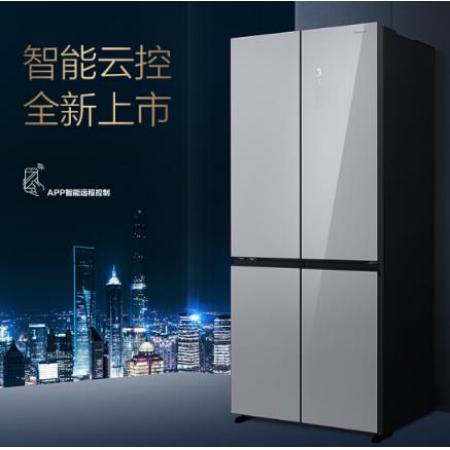  松下（Panasonic）498升十字對開 小京魚APP 銀色玻璃門 變頻無霜 銀離子功能 頂置壓縮機(jī) 微凍 NR-JS49CP1-S