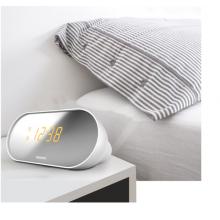 飛利浦（PHILIPS）AJ2000 數(shù)碼時尚 雙鬧鐘 LED鏡面顯示屏 收音機FM 音樂播放 白色 