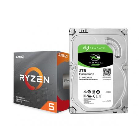 AMD 銳龍 5 3600處理器 (r5) 7nm CPU+希捷 2TB 256MB 7200RPM 臺(tái)式機(jī)機(jī)械硬盤