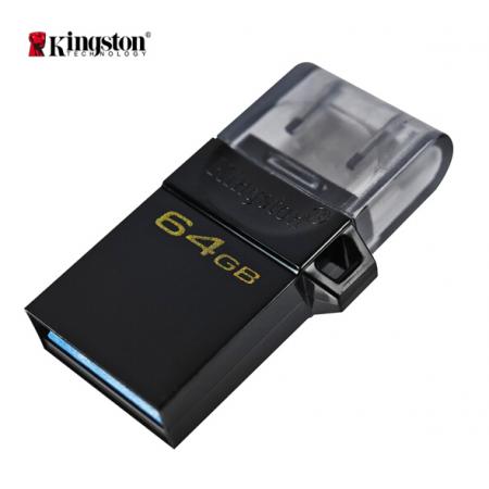  金士頓（Kingston）64GB OTG USB3.2 Gen1 U盤 DTDUO3G2 黑色 雙接口設(shè)計 快速傳輸