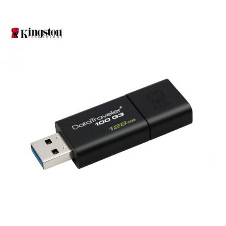 金士頓（Kingston）128GB USB3.0 U盤 DT100G3 讀速130MB/s 黑色 滑蓋設計 時尚便利