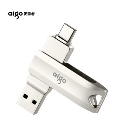 愛(ài)國(guó)者（aigo）64GB Type-C USB3.1 手機(jī)U盤 U351高速讀寫款 銀色 雙接口手機(jī)電腦用