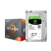 AMD 銳龍 5 3600處理器 (r5) 7nm CPU+希捷 2TB 256MB 7200RPM 臺式機機械硬盤