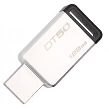 金士頓（Kingston）128GB USB3.1 U盤 DT50 黑色 金屬外殼 無蓋設(shè)計(jì)