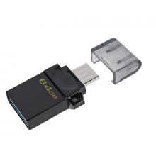  金士頓（Kingston）64GB OTG USB3.2 Gen1 U盤 DTDUO3G2 黑色 雙接口設(shè)計 快速傳輸