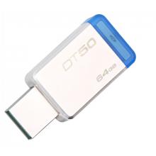  金士頓（Kingston）64GB USB3.1 U盤 DT50 藍(lán)色 金屬外殼 無蓋設(shè)計(jì)