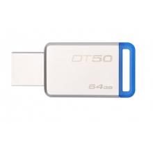  金士頓（Kingston）64GB USB3.1 U盤 DT50 藍(lán)色 金屬外殼 無蓋設(shè)計(jì)
