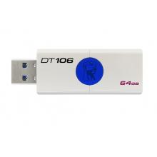 金士頓（Kingston）u盤 USB3.1 DT106系統(tǒng)投標車載高速U盤優(yōu)盤 藍白款 青春版 64G