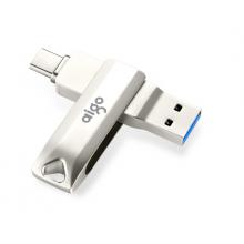 愛國者（aigo）128GB Type-C USB3.1 手機U盤 U351高速讀寫款 銀色 雙接口手機電腦用
