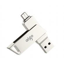 愛國者（aigo）64GB Micro USB USB3.0 手機(jī)U盤 U385 銀色 雙接口手機(jī)電腦兩用