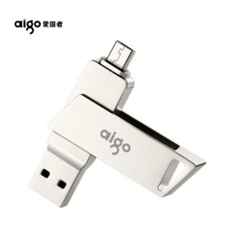 愛(ài)國(guó)者（aigo）32GB Micro USB USB3.0     手機(jī)U盤 U385銀色    雙接口手機(jī)電腦兩用