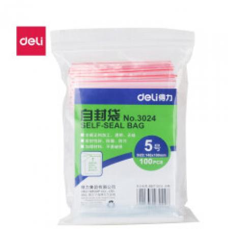 得力（deli） 3024 自封袋(透明)-5號(100個(gè)/包)140ｘ100mm0.04mm