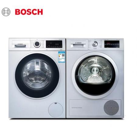 博世(BOSCH) WGA152X80W+WTW875681W 10公斤洗+9公斤干 熱泵深度自清潔洗烘套裝 銀色(附件商品僅展示)