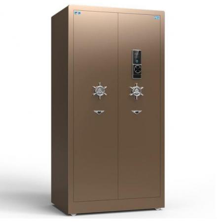虎牌保險柜1.8m辦公雙門密碼+指紋開啟保管柜咖啡金