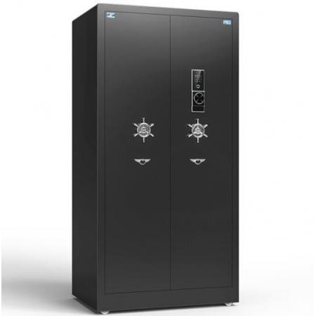 虎牌保險柜1.8m辦公雙門密碼+指紋開啟保管柜商務(wù)黑