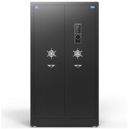 虎牌保險(xiǎn)柜1.5m辦公雙門密碼+指紋開啟保管柜商務(wù)黑