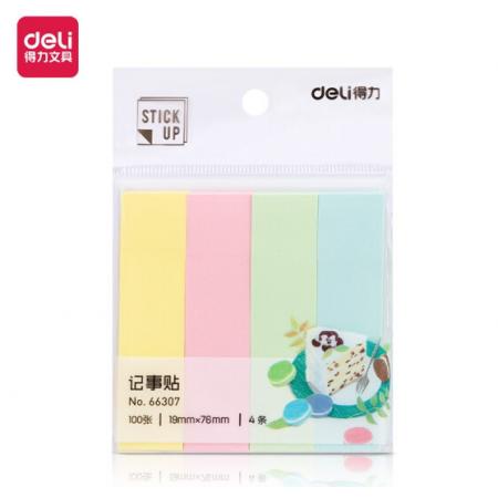 得力（deli）400張4色分條便利貼便簽紙 76*19mm  66307