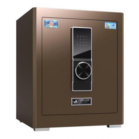 虎牌保險柜高45cm全鋼電子密碼柜辦公智能保管保密柜入墻柜 時尚咖